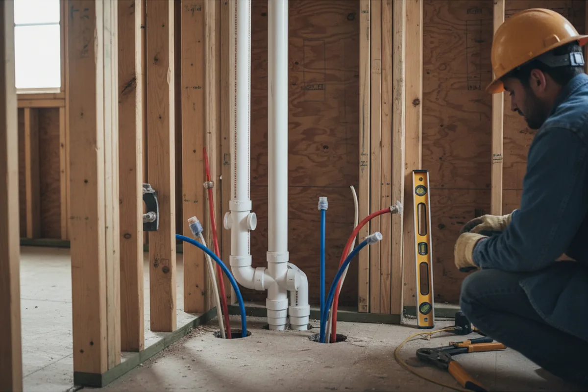 Drain and supply rough-in during Toilet Repair and Installation in New Wilmington