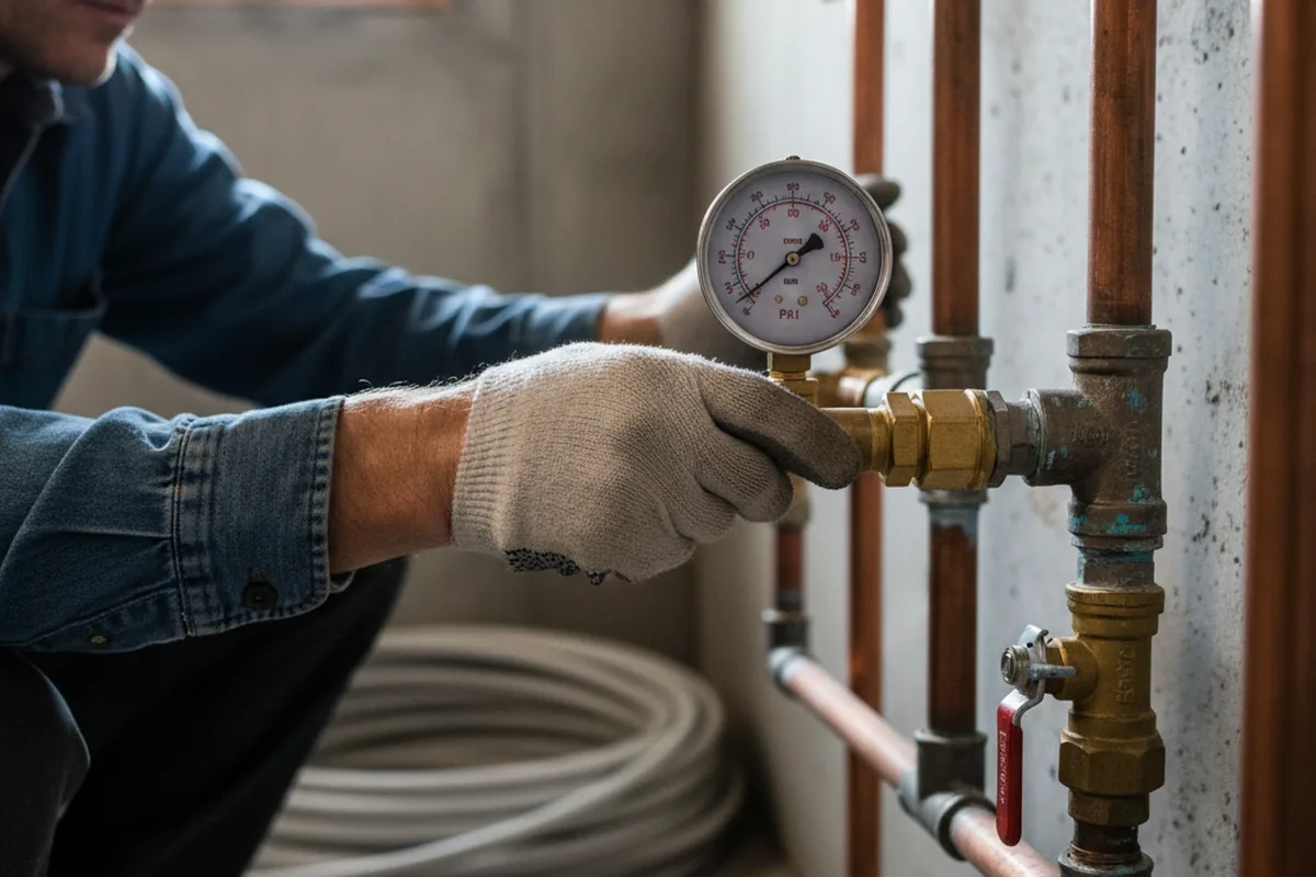 Pressure testing a repaired line during Water Line Repair in New Wilmington